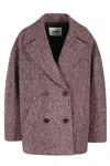 Msgm Double-breasted Coat In Pink