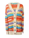 Msgm Striped Chunky Knit Cardigan In Multi