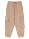 Msgm Cargo Cotton Track Pants In Neutrals