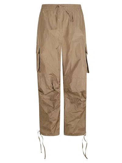 Msgm Cargo Laced Waist Trousers In Brown