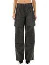 Msgm Black Pocket Faux-leather Cargo Pants In Black