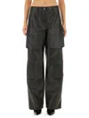 Msgm Black Pocket Faux-leather Cargo Pants In Black