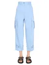 Msgm Cropped Cargo Pants With Buttoned Hem In Blue