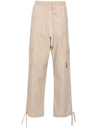 Msgm Straight-leg Cotton Cargo Trousers In Brown