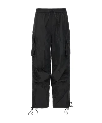 Msgm Cargo-pockets Crepe Trousers In Black