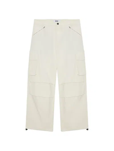 Msgm Cargo-pockets Trousers In White