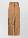 Msgm Cargo Trousers With Multiple Pockets In Brown