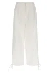 Msgm White Trousers With Drawstring At Bottom In White