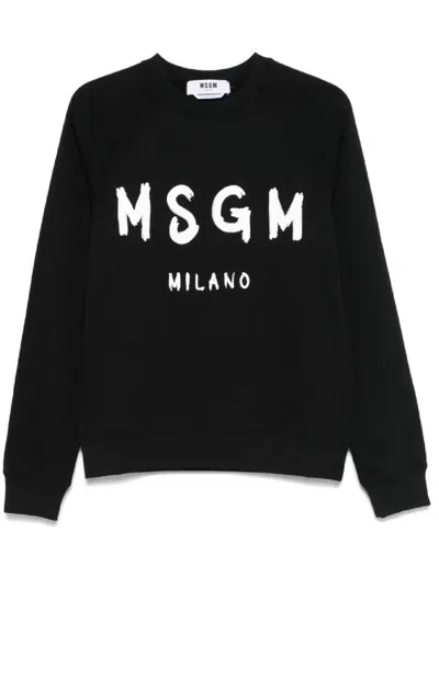 MSGM CASUAL BLACK SWEATSHIRT WITH BOLD LETTERING