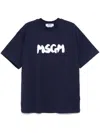 Msgm Casual Fit Blue T-shirt With Bold Logo In Black