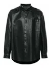 Msgm Synthetic Leather-look Shirt With Applied Pocket In Negro