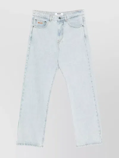 MSGM EMBROIDERED LOGO STRAIGHT-LEG JEANS