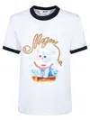 Msgm White Crewneck T-shirt With Logo Print On The Front In Cotton Woman In White