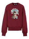Msgm Cat-print Crew-neck Sweatshirt In Red