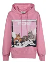 Msgm Cat-print Hoodie In Pink