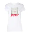 Msgm Cat Printed Logo Short-sleeved T-shirt In White