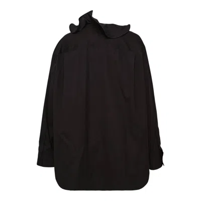 Msgm Center Ruffle Detailed Blouse In Black