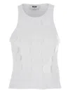 Msgm White Top With Round Neck And Applied Circle Details In Cotton Woman In Weiss