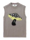 Msgm Mushroom-print Vest In Gray
