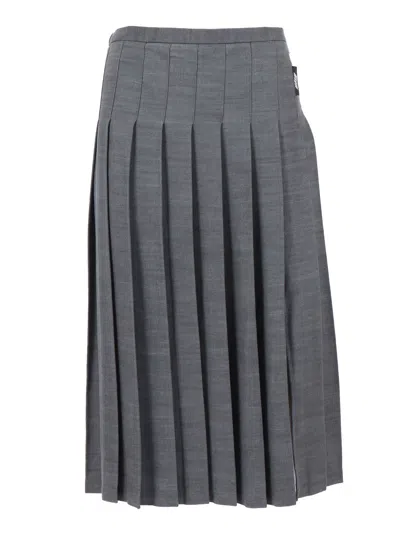 Msgm Kids'  Chambray Skirt Girl In Gray