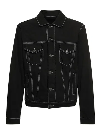 Msgm Man Denim Outerwear Black Size 40 Cotton