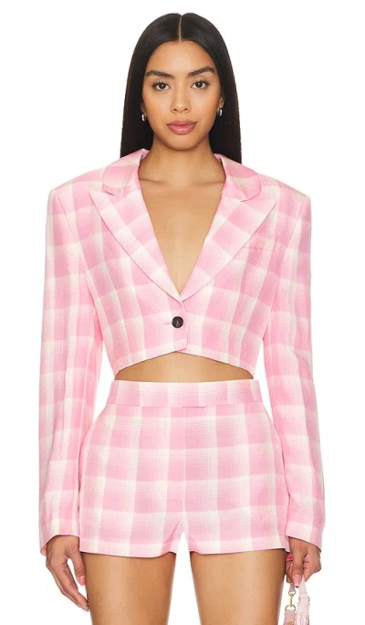 Msgm Check Blazer In Pink