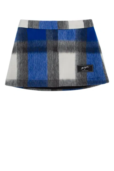 Msgm Kids' Check Cloth Mini Skirt Girl In Royal