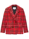 Msgm Check Double-breasted Blazer In Red