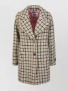MSGM CHECK HOUNDSTOOTH 2 BUTTON COAT