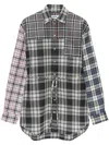 Msgm Check Mini Shirt Dress In Black