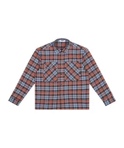 Msgm Check-print Shirt In Gray