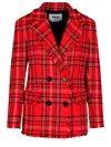Msgm Check Double-breasted Blazer In Red