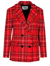 Msgm Check Double-breasted Blazer In Red