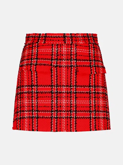 Msgm 'check' Red Cotton Blend Shorts