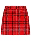 Msgm Tartan Cotton Blend Tweed Skort In Red