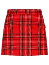 Msgm Tartan Cotton Blend Tweed Skort In Red