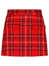 Msgm Tartan Cotton Blend Tweed Skort