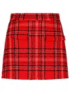 Msgm Tartan Cotton Blend Tweed Skort In Red