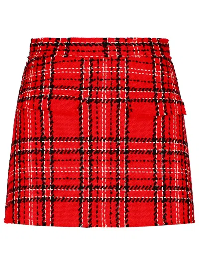 Msgm Fringed Mini Skirt Pockets In Red