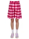 Msgm Gingham-print Tailored Knee-length Shorts In Pink