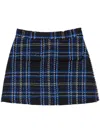 Msgm Black And Blue Skorts With Check Motif In Fabric Woman In Black