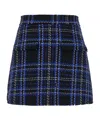 Msgm Black And Blue Skorts With Check Motif In Fabric Woman In Black