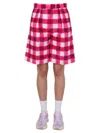 Msgm "check" Shorts In Fuchsia