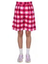 Msgm Gingham-print Tailored Knee-length Shorts In Purple