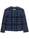 Msgm Check Tweed Jacket In Black