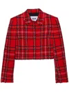 Msgm Check Tweed Jacket In Red