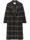 Msgm Checked Double-breasted Coat In Grey