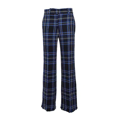 Msgm Checked-panel Cotton Trousers In Multi