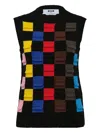 Msgm Checked Knitted Vest In Multi