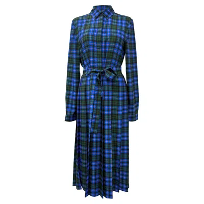 Msgm Checked Midi Dress In Multicolor Polyester